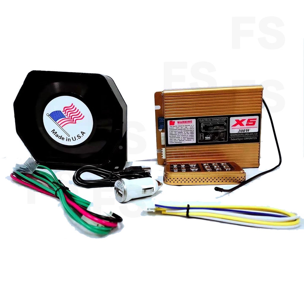 siren ครบชุด X5-200W แตรรถเสียงไซเรนเปลี่ยนได้ 8เสียงขนาด 12V พร้อมลำโพงแบน