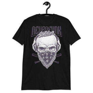 เสื้อยืดผ้าฝ้าย ลาย Neurofunk Soldier Skull Gangster Tattoo Art APilai74BPdofm49สามารถปรับแต่งได้