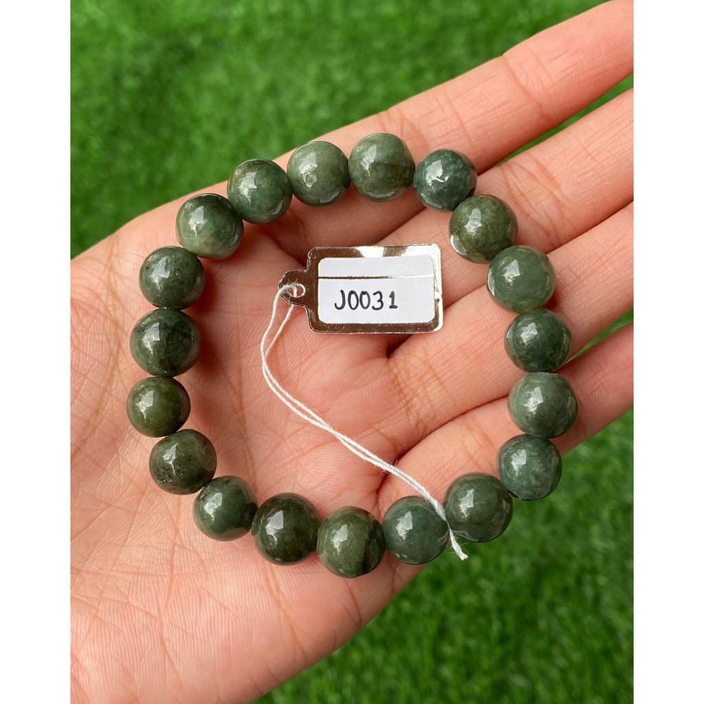 J0031 หยก พม่า แท้ Jade กำไล ประคำหยก (Jadeite Beads Bracelet) พม่า (Myanmar)