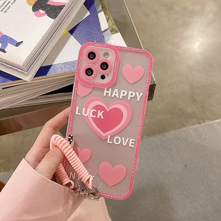 เคสโทรศัพท์มือถือ ลายหัวใจนําโชค พร้อมสายคล้อง สําหรับ Apple Iphone 14pro 12promax 11 14plus 13 678plus xs xr