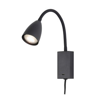 ราคาพิเศษ!! โคมไฟหัวเตียง USB Port (GU5.3x1) LUZINO รุ่น 19195-BK ขนาด 6 x 26 x 24 ซม. สีดำ Wall Lights