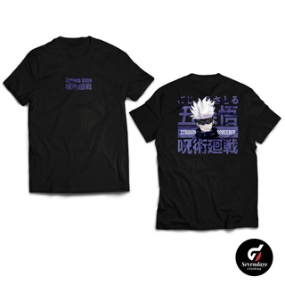 เสื้อยืดลําลอง ผ้าฝ้าย 100% แขนสั้น พิมพ์ลายอนิเมะ GOJO SATORU ANIME MANGA JUJUTSU KAISEN สีดํา พลัสไซซ์ XS-XXXL ของขวัญวันเกิด สําหรับผู้ชาย