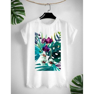 เสื้อยืดลาย Tropical ใส่สบาย ไม่ยืด ไม่ย้วย สีสันสดใส