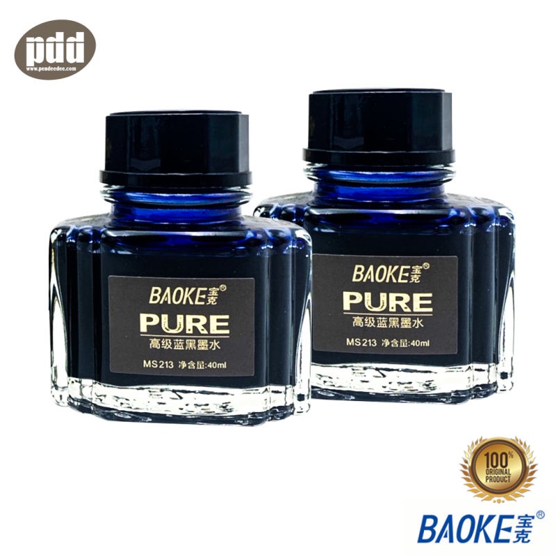 2 ขวด BAOKE Pure น้ำหมึกขวด บ่าวเค้อ หมึกน้ำเงิน ดำ น้ำเงินเข้ม ดำคาร์บอนแบล็ค สำหรับ ปากกาหมึกซึม ปากกาหัวคอแร้ง