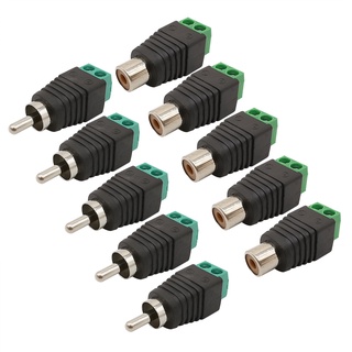 ปลั๊กตัวผู้ RCA 10 ชิ้น / ล็อต และอะแดปเตอร์บล็อกขั้วแจ็ค RCA ตัวเมีย RCA AV กล้องวงจรปิด ลําโพง วิดีโอเสียง สายเคเบิลเชื่อมต่อ