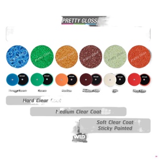 จัดส่งทันทีฟองน้ำขัดสี Pretty gloss เนื้อกลาง สีเลือดหมู แป้น5นิ้ว polishing foam pad