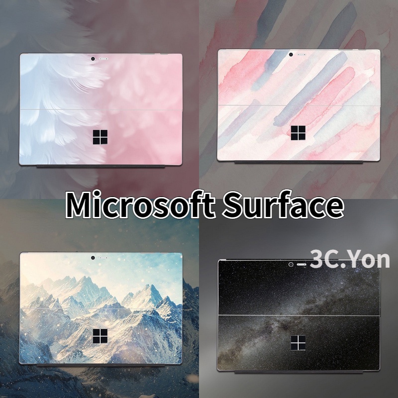 สติกเกอร์สีชมพู Microsoft Surface Go 3 Go 2 Surface Pro 9 8 7 6 5 4 3 2 X RT สร้างสรรค์ ดาวภูเขา แท็บเล็ต ผิวหนัง ด้านหลัง พร้อม 4 ขอบ ฟิล์ม เย็น ป้องกันรอยขีดข่วน กันน้ํา พิมพ์ HD ป้องกันการขีดข่วน