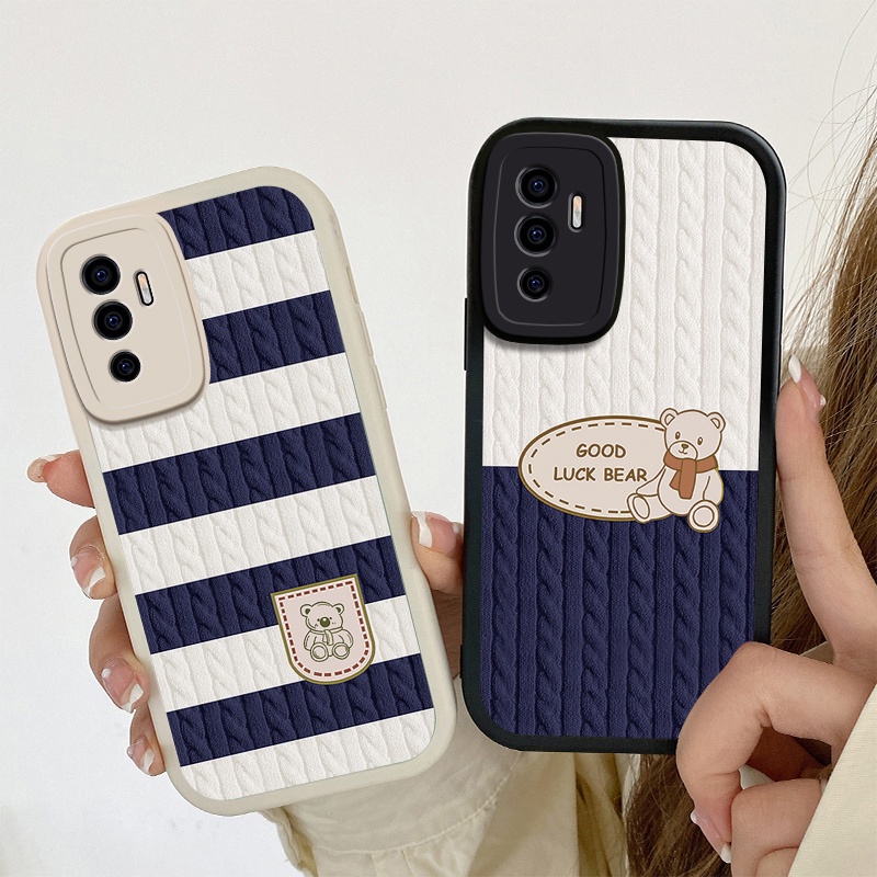 เคสโทรศัพท์มือถือหนัง ลายการ์ตูนหมีน่ารัก สําหรับ VIVO Y01 Y02 Y16 Y27 Y36 T1 T1x Y15A Y21 Y50 Y30 Y