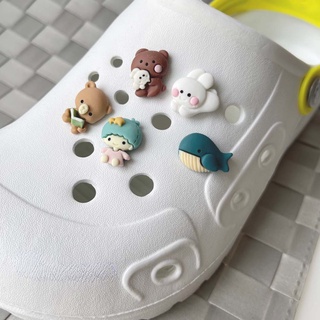 Woo Young Woo Whale Friends ชุดอุปกรณ์ตกแต่งรองเท้าผ้าใบ Crocs Jibbitz น่ารัก Diy