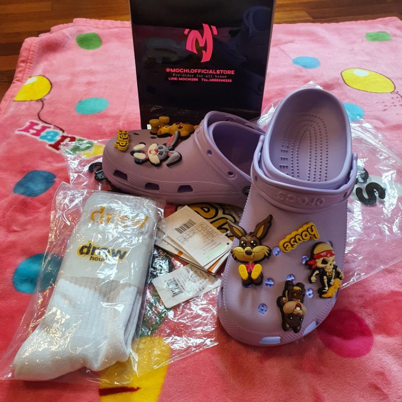 Drew House (ของแท้) Justin Bieber x Crocs Classic Clog 2 สีลาเวนเดอร์