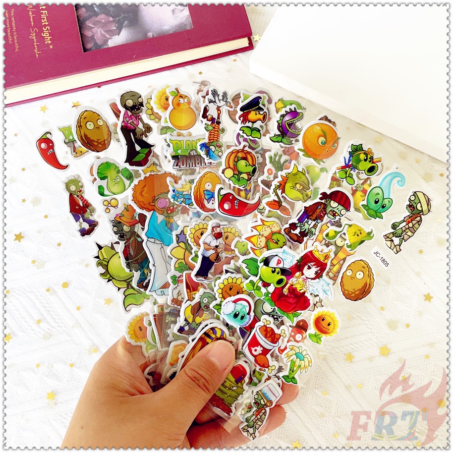 ▶ เกม 5 แผ่น: แพลนท์เทียบกับ Zombies Q-1 สติกเกอร์รางวัล DIY ◀ สติกเกอร์ PVC รูปบับเบิ้ล 3 มิติ กันน