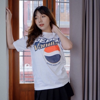 เสื้อยืด สกรีนลาย ทรง Oversize ยืดป้าย ZARA (ยืด Pepsi Vanilla ขาว)