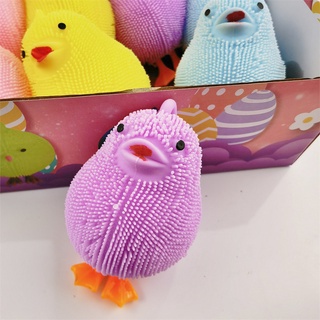 ตุ๊กตาบีบคลายเครียด ยืดหยุ่น chicken ของเล่นสกุชชี่ มีไฟ Creative vent Glowing hair Fidget Squishy Toys