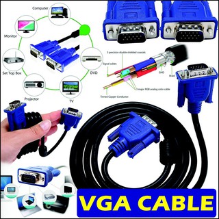 สายต่อจอ VGA Monitor สายต่อจอคอมพิวเตอร์ สาย VGA male To VGA male 15pin Cable