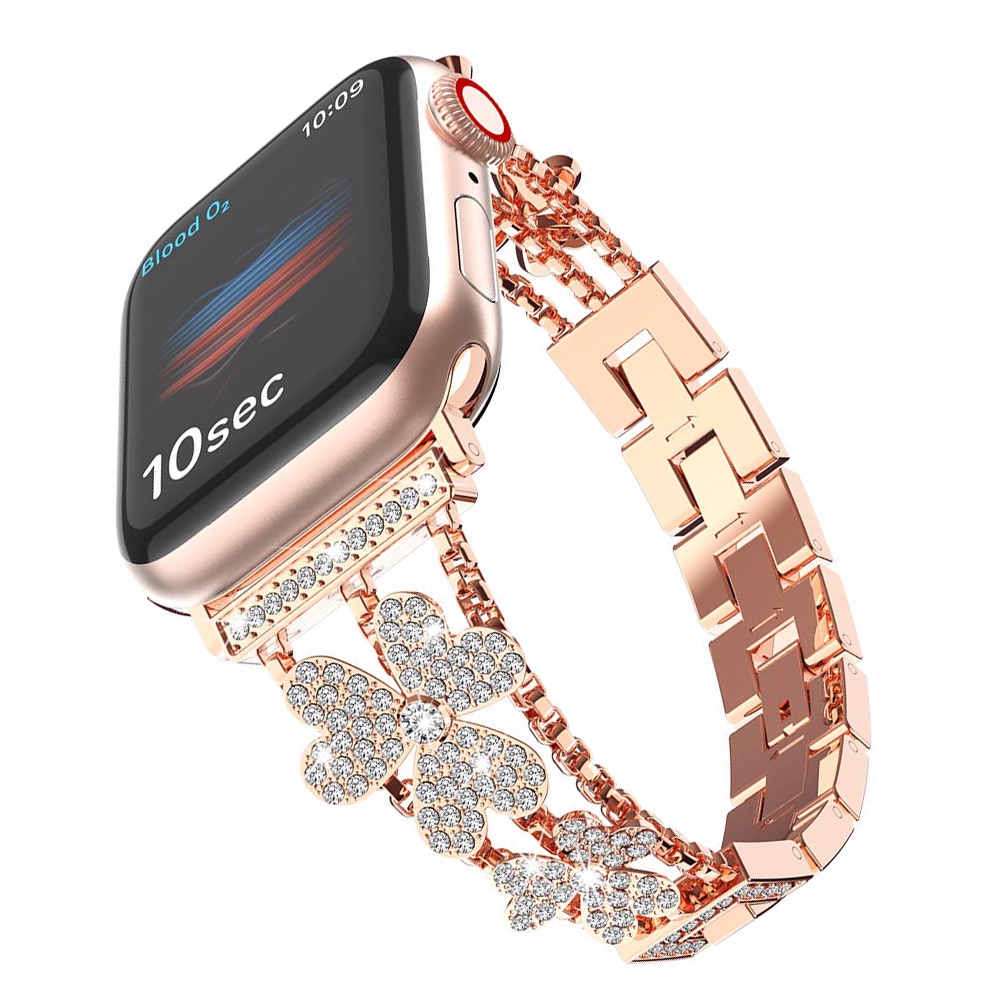 สายนาฬิกาข้อมือเหล็ก ประดับเพชร สําหรับ Apple Watch 49 มม. 42 มม. 38 มม. 40 มม. 44 มม. IWatch 8 7 6 SE 5 4