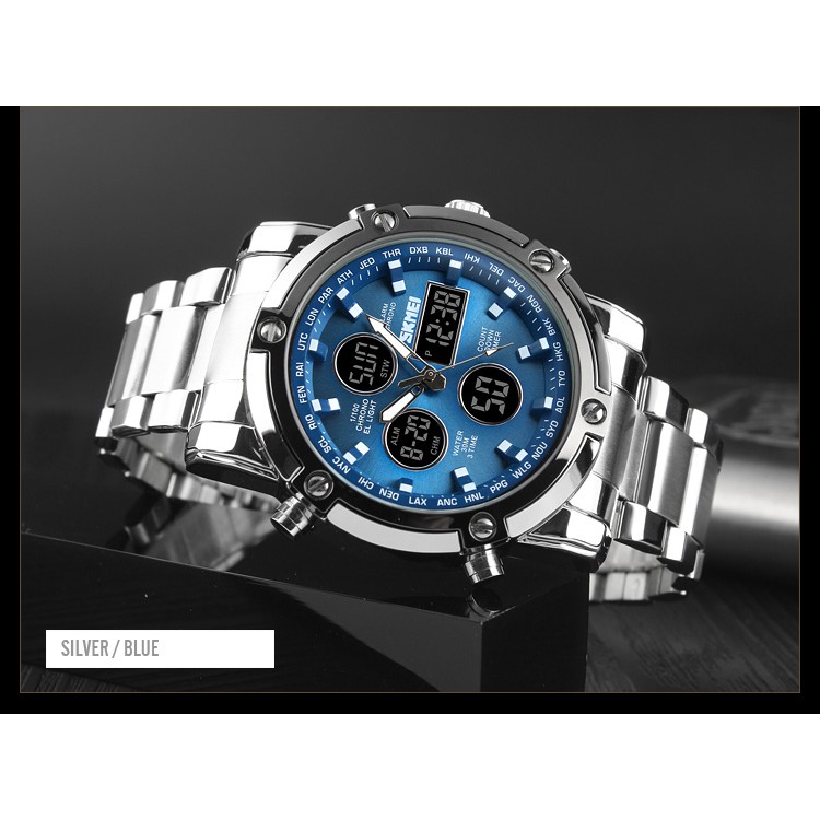 SKMEI Official 1389 Sports Men's Watch Quartz Stopwatch Dual Display Watches Waterproof Wristwatches #8