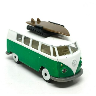 รถเหล็กมาจอเร็ต Majorette Volkswagen T1 with Surf Board สีเขียว/ขาว ขนาด 1/64 ยาว 8 cm มือสอง #001