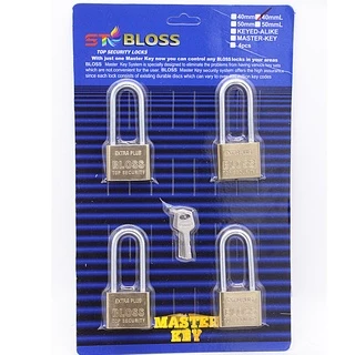ST แม่กุญแจลูกปืนสีเงิน/ สีทอง BLOSS กุญแจ4ดอก กุญแจล็อกบ้าน ขนาด40มิล50มิล ST-BLOSS-MASTER KEYแพ็ก4ชิ้น