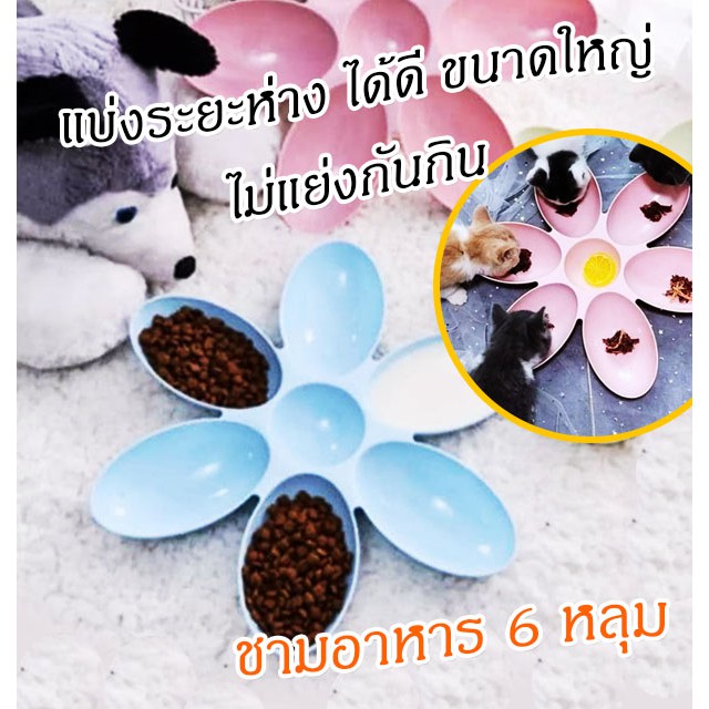 ที่ใส่อาหาร ถาดอาหารแมว ถาดอาหารสัตว์เลี้ยง หลายหลุม รูปดอกไม้ ถาดอาหารแมว ถาดอาหารหมา