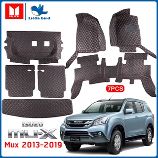 little bird พรมปูพื้นเข้ารูปรถยนต์ Isuzu MU-X 2013-2019 7PCS(หนังแท้PVC มี12สี) Mux พรมปูพื้นรถยนต์ พรมรถยนต์