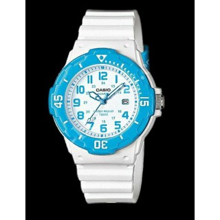 นาฬิกาข้อมือผู้หญิงและเด็ก casio รุ่น LRW-200H-2BV สายเรซิ่นสีขาว ขอบหน้าปัดสีฟ้าสุดน่ารัก