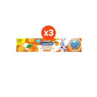 [ 3 ชิ้น ] KODOMO ยาสีฟันเด็ก โดโดโม อัลตร้า ซิลด์ ชนิดครีม กลิ่นส้ม ใหม่ ฟลูออไรด์ 1000 ppm 65 กรัม LIONSOS