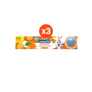 [ 3 ชิ้น ] KODOMO ยาสีฟันเด็ก โดโดโม อัลตร้า ซิลด์ ชนิดครีม กลิ่นส้ม ใหม่ ฟลูออไรด์ 1000 ppm 65 กรัม LIONSOS