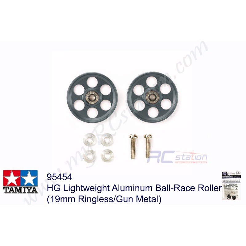Tamiya 95454 - HG Aluminium Ball-Race Roller (19 มม. Ringless/Gun Metal)[95454]
