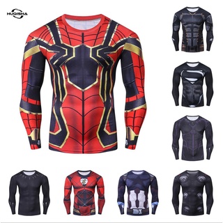 ใหม่เสื้อยืดลําลองแฟชั่นสําหรับผู้ชายแขนยาวพิมพ์ลาย 3D Spiderman