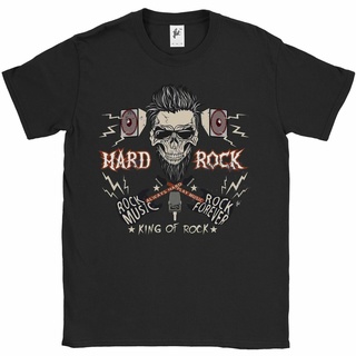 เสื้อยืดโอเวอร์ไซส์เสื้อยืด พิมพ์ลายหัวกะโหลก King Of Rock สําหรับผู้ชายS-3XL