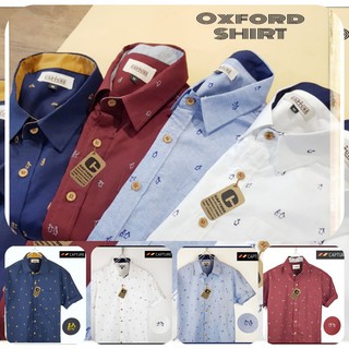 เสื้อเชิ้ตแขนสั้น คอปก ผ้า Oxford ลายเพนกวิ้น มีถึงไซส์ 4XL