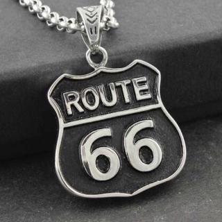 สร้อยคอแฟชั่น แต่งจี้  Route 66 สไตล์พังก์