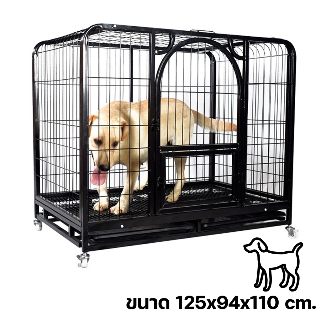 กรงสุนัข กรงจัมโบ้ กรงหมา กรงสุนัขใหญ่ กรงเเมว กรงสัตว์เลี้ยง กรงเหล็ก Size L ขนาด 125*94*110 cm. Dog Cage Pet Supplies