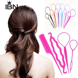 * 4 ชิ้น / ชุดใส่สไตล์คลิป Bun Maker ออกแบบผม Twist Braid Ponytail Tool