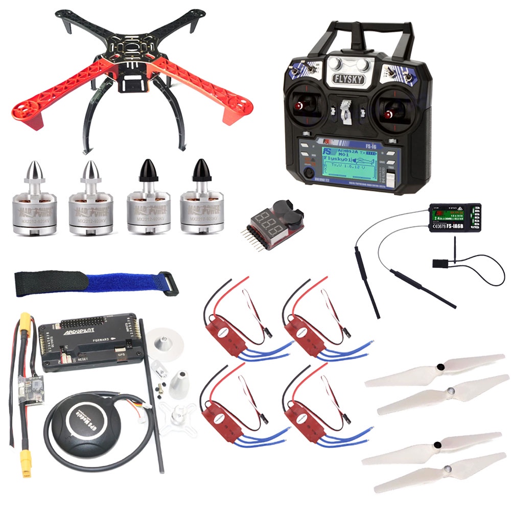 ชุดกรอบควอดคอปเตอร์บังคับ F450 450 มม. พร้อมบอร์ดควบคุม APM2.8 GPS 30A Simonk esc 2212 920kv Flysky 