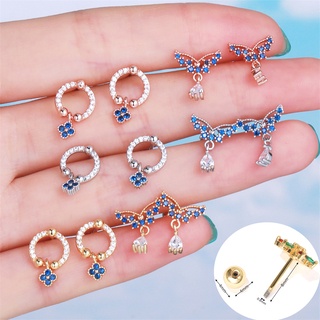 พร้อมส่ง ต่างหูห่วง ทอง 18k จี้ 1 ชิ้น