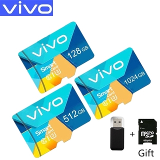 ♥【 COD 】ส่งฟรีอะแดปเตอร์ + เครื่องอ่านการ์ดหน่วยความจำความเร็วสูง Vivo การ์ด Micro SD XC Microsd Mobile TF Card C10  256GB 128GB