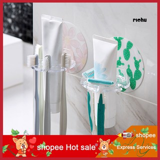 ห้องอาบน้ำ❀Home Bathroom Toothpaste Toothbrush Rack Wall Storage Shelf Organizer Holder