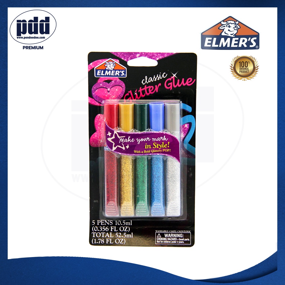 Elmer's 3D Washable Glitter Glue Pens, Classic Rainbow, Pack of 5 Pens  - Great For Making  [Pdd Pre