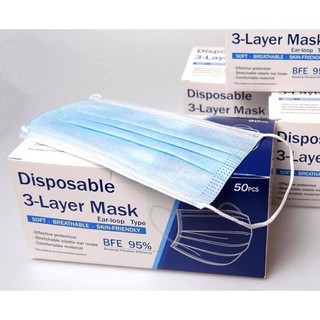 💥พร้อมส่ง แมสฟ้า หนา 3 ชั้น