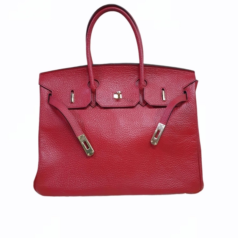 Leather Bag กระเป๋าหนังแท้ ทรง Birkin สีสวยมากก สภาพใหม่ไร้ที่ติ