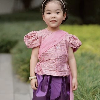 ชุดไทยเด็ก ชุดเด็กผู้หญิง ชุดโจงกระเบนเด็กหญิง รุ่น SK2102 สีชมพู