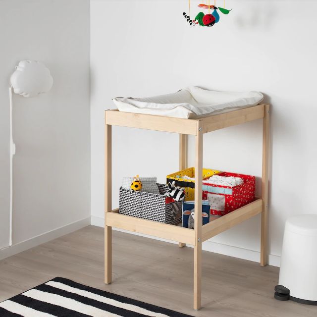 IKEA - อีเกีย โต๊ะเปลี่ยนผ้าอ้อม พร้อม ชั้นวางของ เด็กทารก ไม้เบิร์ช 72x53 ซม.