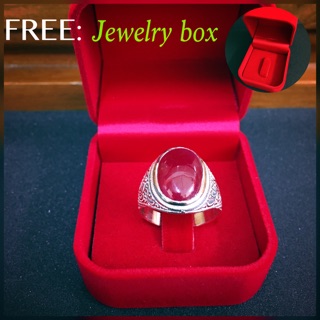 แหวนเงินทับทิมแท้ Mens ring with ruby stone