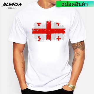 เสื้อยืดลําลอง พิมพ์ลายธงชาติจอร์เจีย BLWHSA แฟชั่นสําหรับผู้ชาย