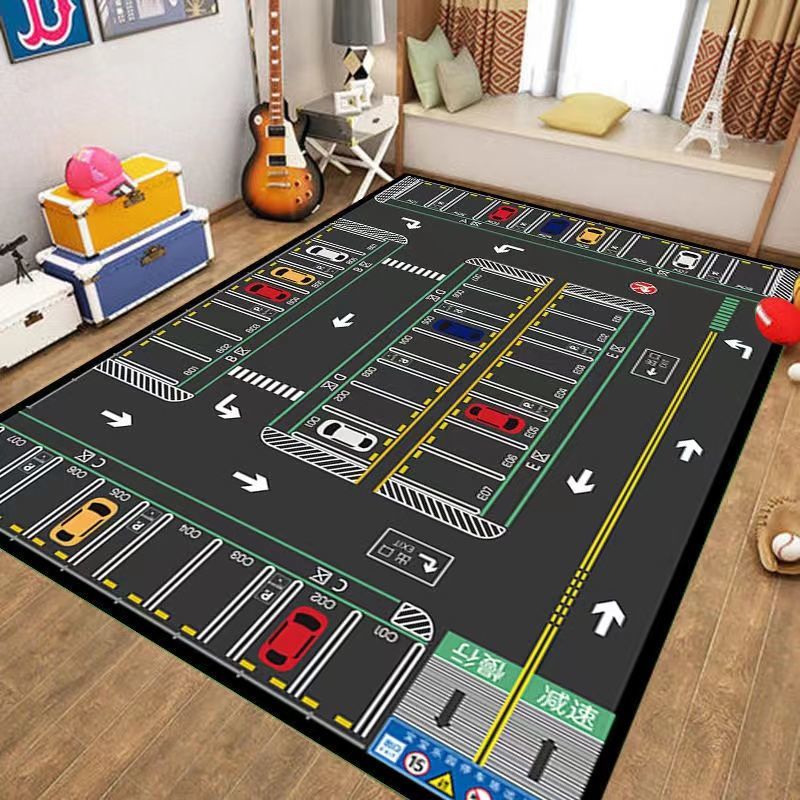 เด็กพรมคลานเสื่อเมืองการจราจรฉากแผนที่เกมของเล่นผ้าห่มถนนติดตามที่จอดรถเสื่อดิจิตอลการศึกษาพรมขนาดเล็กการศึกษาปฐมวัยแผ่นพื้น
