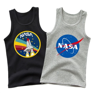 เสื้อกล้ามแขนกุด ผ้าฝ้าย พิมพ์ลาย NASA แฟชั่นฤดูร้อน สําหรับเด็กผู้ชาย