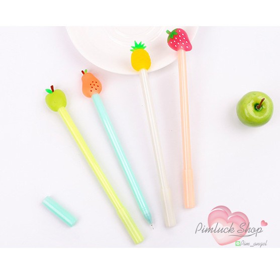 พร้อมส่ง ปากกาแครอท แตงโม ผลไม้ หมึกเจลสีดำ ปากกาเจล ปากกาสีดำ pimluck - รูปที่ 6