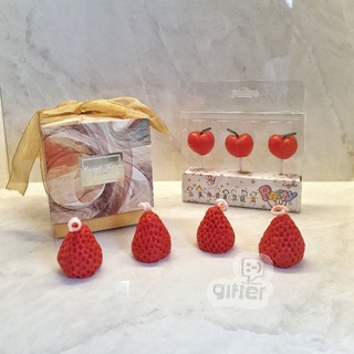 (Giifter) เทียนวันเกิด Happy birthday ผลไม้ fruity เชอรี่ cherry สตรอเบอรี่ strawberry