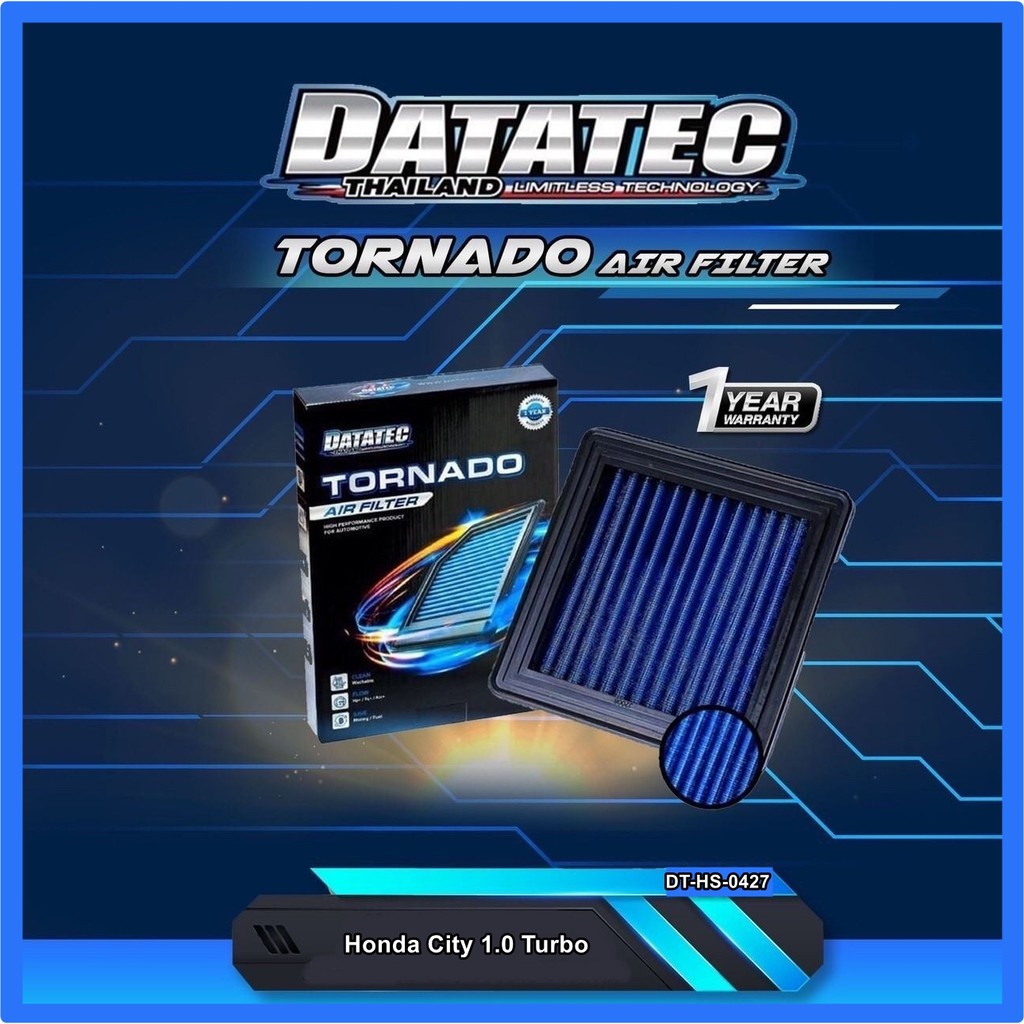 กรองอากาศผ้า Datatec Tornado รุ่น Honda City 1.0 Turbo ปี 2020 แผ่นกรองอากาศ ไส้กรองอากาศ กรองอากาศรถยนต์ สามารถล้างนำกล